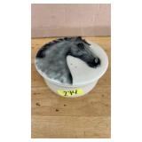 HAPPY APPY VALLEY STUDIO HORSE LIDDED VANITY JAR