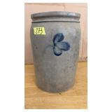 ANTIQUE SALT GLAZED STONEWARE CLOVER CROCK