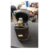 2 PC FLASK SET IN LEATHER CASE
