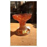 VNTG. CARNIVAL GLASS PEDESTAL BOWL, MARIGOLD