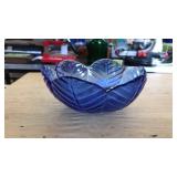 PRESSED COBALT BLUE GLASS BOWL
