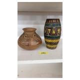 2 PC HAND CRAFTED POTTERY