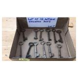 LOT OF 12 ANTQ. SKELETON KEYS