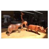 3 ANIMAL FIGURES: RHINA, ZEBRA, GIRAFFEE