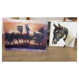 2 PC CANVAS HORSE ART