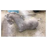 TANG STYLE CAST STONE HORSE, 19IN LONG