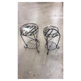 PAIR OF WROUGHT IRON PLANT STANDS