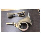 2 ANTIQUE BRASS HORNS