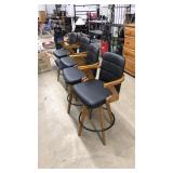 4 LEATHER WOOD BAR STOOLS