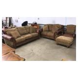 LIVING ROOM SET: LEATHER & CLOTH