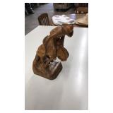 BRONC RIDER WOOD CARVED BOOK END