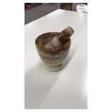 HAND CARVED OYNX MORTAR & PESTLE SET