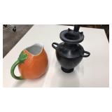 ITALIAN ORANGE PITCHER & EGYPTIAN POTTERY PITCHER