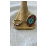 2 STERLING & SEMI PRECIOUS STONE RINGS