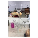 ASST. GLASS STEM WARE AND CENTER PIECE