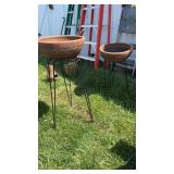 PAIR OF TERACOTTA PLANTERS ON STAND