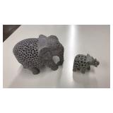 2 SOAP STONE CARVED ELEPHANTS, W/ ELEPHANTS INSIDE