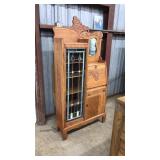OAK LARKINS DESK WITH LEAD GLASS DOOR