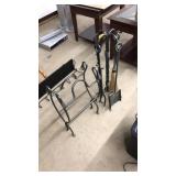 6 PC. BENT IRON FIREPLACE SET