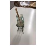 HAND BLOWN VASE ON STAND