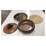 2 PC. SIGNED POTTERY: LIDDED BOWL AND BOWL