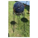 CERMAIC BLUE GLOBE ON STAND