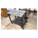 OUTDOOR STAINLESS TOP ROLLING TABLE
