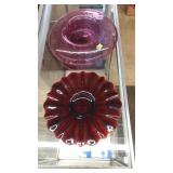 CRANBERRY GLASS & RUBY GLASS CENTER PIECES
