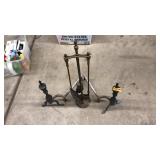 ANTQ. ANDIRONS & FIREPLACE TOOLS