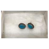PAIR OF TURQUOISE & STERLING STUD EARRINGS