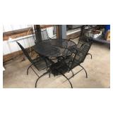 IRON ROUND TABLE WITH 4 SPRINGER CHAIRS, PATIO SET