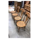 SET OF 4 OAK CANE SEATED CHAIRS