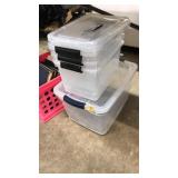 4 STORAGE TOTES WITH LIDS