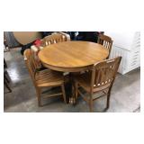 OAK ROUND CLAW FOOT TABLE WITH 4 CHAIRS