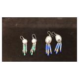 2 PAIRS OF STERLING & SEMI PRECIOUS STONE EARRINGS