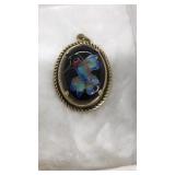 ENLAYED SEMI PRECIOUS STONE HUMMING BIRD PENDANT