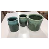3 GLAZED PLANTERS