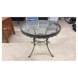 37" GLASS AND METAL OUTDOOR TABLE