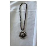 STERLING & SEMI PREC STONE SUN NECKLACE