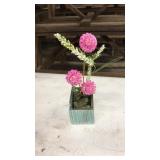 FAUX FLORALS IN CERMAIC VASE