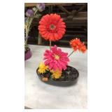 FAUX FLORALS IN CERMAIC VASE