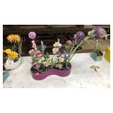 FAUX FLORALS IN CERMAIC VASE