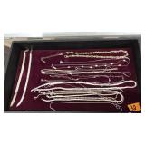 TRAY OF STERLING SILVER BRACELETS & NECKLACES