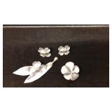 STERLING FLORAL EARRINGS & PENDANT