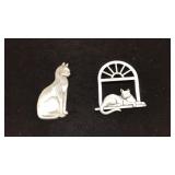 2 SILVER CAT PENDANTS