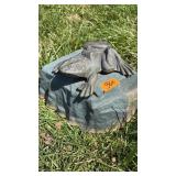 FROG ON ROCK METAL STATUE