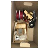 BOX OF ASST. WIRE SPOOLS, AND MISC PARTS