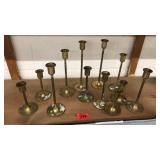 COLL OF ASST BRASS CANDLESTICKS