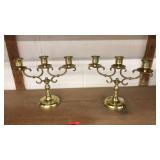 PAIR OF BRASS CANDLEABRAS