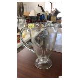 VNTG. CLEAR GLASS FOOTED PITCHER